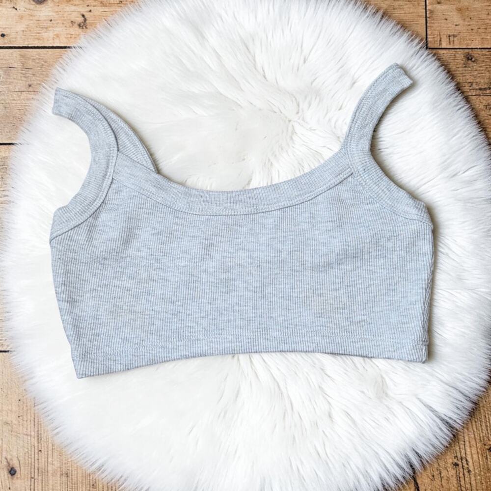 SIGNATURE 8 Gray Heather Bra Cropped Tank Top S